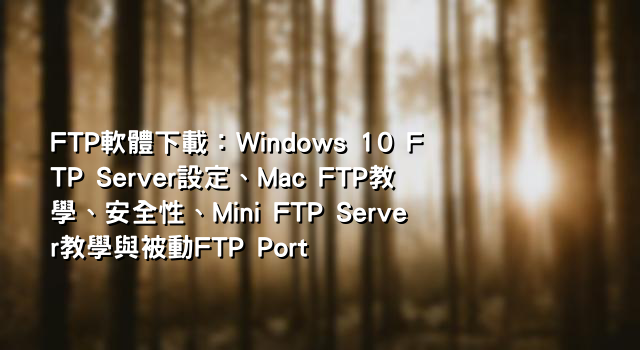 FTP軟體下載：Windows 10 FTP Server設定、Mac FTP教學、安全性、Mini FTP Server教學與被動FTP Port